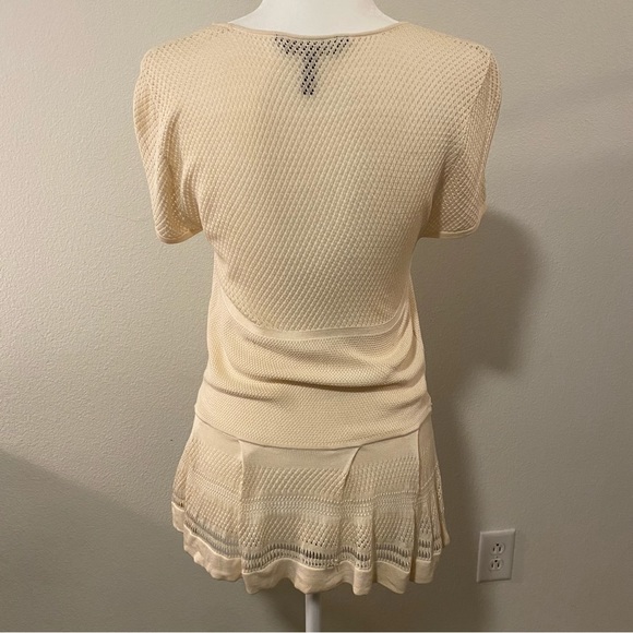 BCBGMAXAZRIA Emily Peplum Ivory Cream Short-Sleeve Blouse - Picture 13 of 15